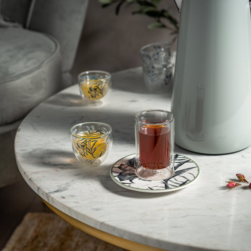 Dallaty white porcelain and glass Tea and coffee cups set 18 pcs - Image 5