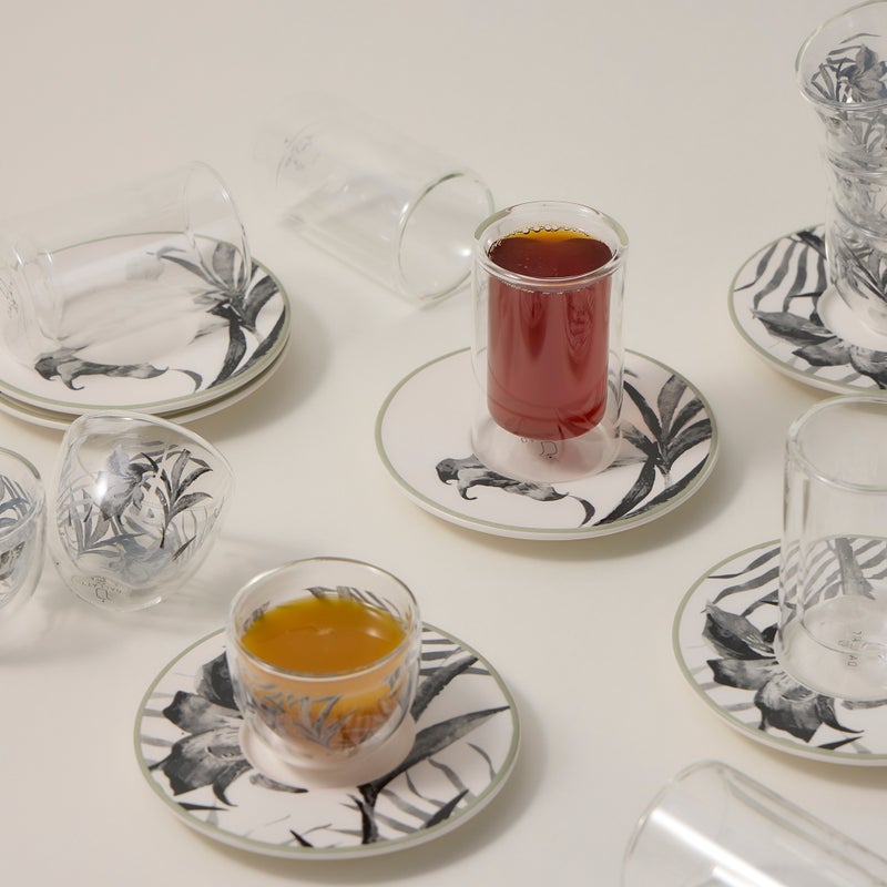 Dallaty white porcelain and glass Tea and coffee cups set 18 pcs - Image 4