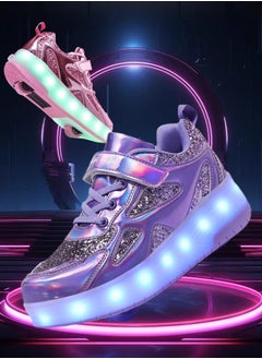 ETG Unisex Kids Roller Skates Shoes USB Charging, Girls Boys LED Roller Skate Shoes with Double Wheels Retractable Technical Skateboarding  - Image 5