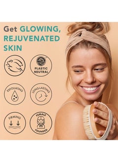 Beauty by Earth Dry Brushing Body Brush for Lymphatic Drainage & Cellulite - Round Dry Brush for Body Natural Bristle Body Brush for Showering - Skin Brush for Dry Brushing Bath and Exfoliating 