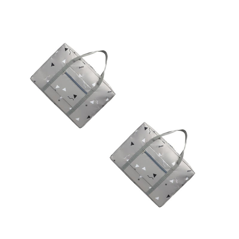 2 pcs Large Capacity Foldable Travelling Bag Portable Clothes Bag Hand Bag Luggage for Travel (Grey) - Image 1
