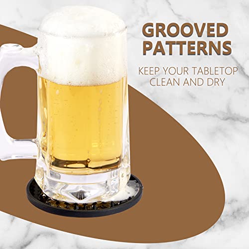 Coga Drink Coasters Set of 8 - Silicone Coasters Tabletop Protection for Any Table Type, Wood, Glass, Stone Tables, Dishwasher Safe, Coasters for Drinks Fits Any Size of Drinking Glasses (Black) - Image 4