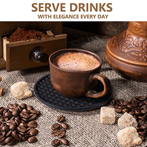 Coga Drink Coasters Set of 8 - Silicone Coasters Tabletop Protection for Any Table Type, Wood, Glass, Stone Tables, Dishwasher Safe, Coasters for Drinks Fits Any Size of Drinking Glasses (Black) - Image 5
