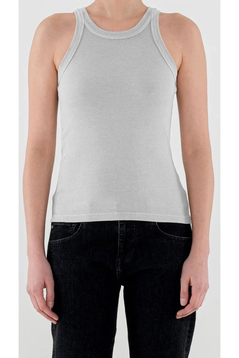 Ag Jeans Ribbed Knit Neutral Luxury Tank Top