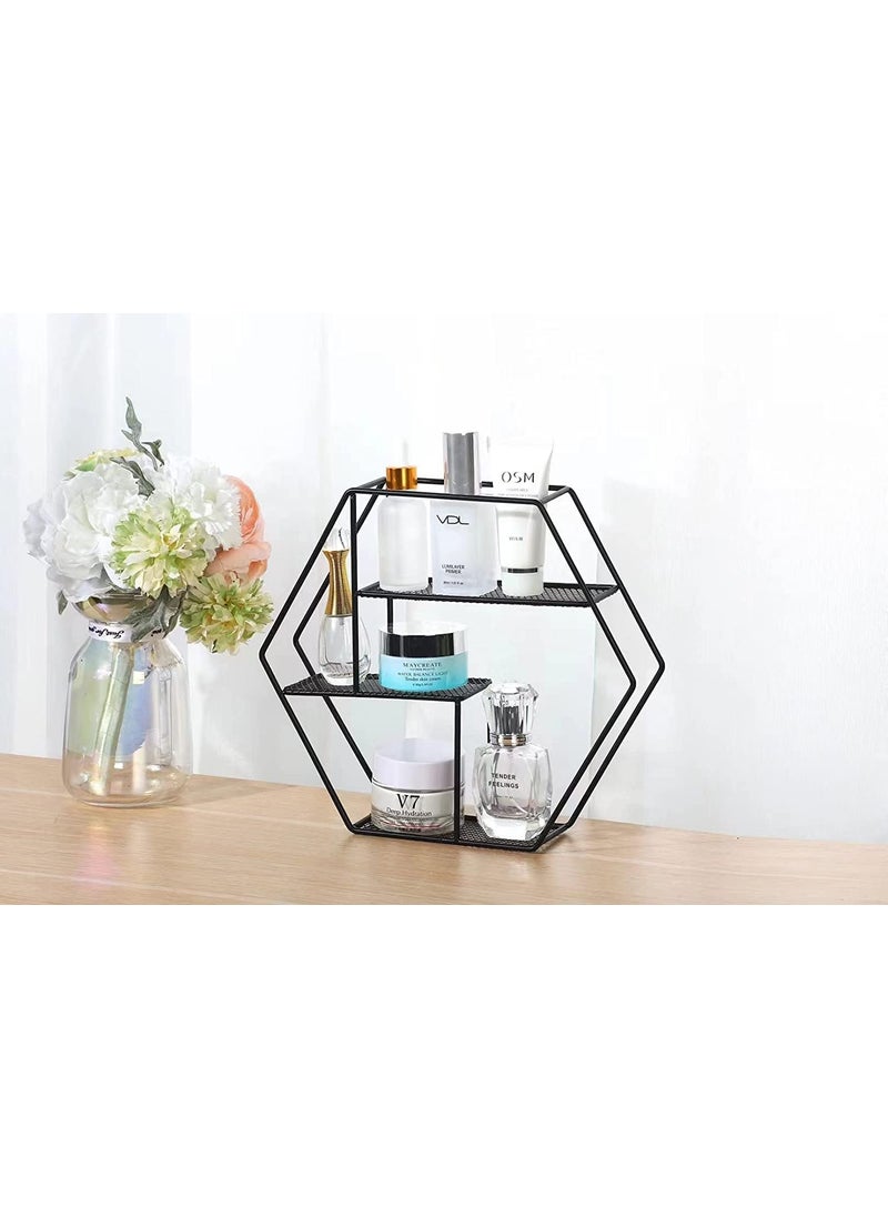 DYRROTH DYRROTH Self Adhesive Wall Mounted Wall Shelves Organizer Caddy Hanging Storage Shelf Hexagon Floating Shelves for Wall for Living Room Bedroom Kitchen shelves Black  - Image 4