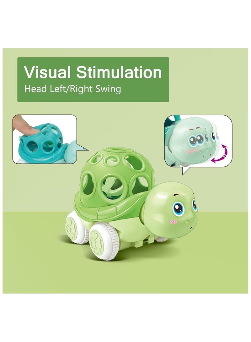 سوفام 3PCS Baby Toy Car, Rattle & Roll Cars for Toddler Aged 1-3, Push and Go Toys, Soft Rubber Inertia Pull Back Vehicles 6-12 Month Infant, Friction Powered Truck, Baby Boys Girls Preschool Gift - Image 2