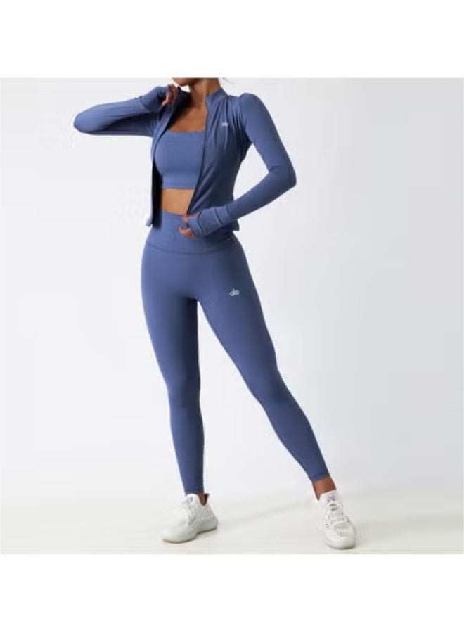 ALO Yoga Sport Jacket for Running, Fitness, Training, Long Sleeve, Fast-Drying, Suitable for Autumn/Winter, Tight-Fitting, Workout, Long Sleeve Training Top - Image 3