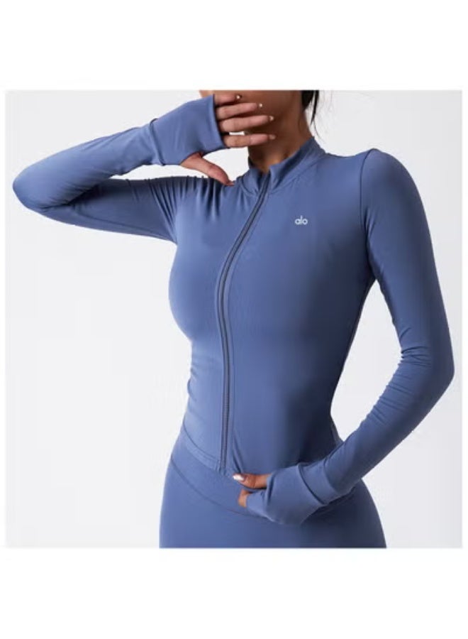 ALO Yoga Sport Jacket for Running, Fitness, Training, Long Sleeve, Fast-Drying, Suitable for Autumn/Winter, Tight-Fitting, Workout, Long Sleeve Training Top - Image 1