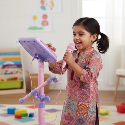 PN AVAN Musical Toy Karaoke Machine Set for Kids Adults, Mini Portable Blue-Tooth Karaoke Speaker with Wireless Microphone and Dynamic Lights Birthday Gift Home (Full Karaoke Set with Stand) - Image 2