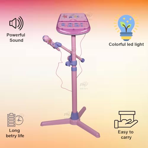 PN AVAN Musical Toy Karaoke Machine Set for Kids Adults, Mini Portable Blue-Tooth Karaoke Speaker with Wireless Microphone and Dynamic Lights Birthday Gift Home (Full Karaoke Set with Stand) - Image 4