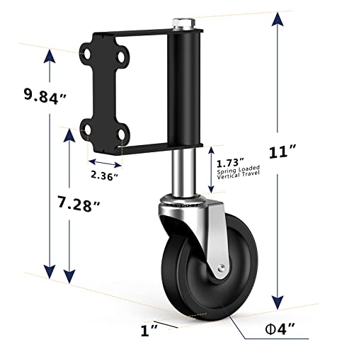Ronlap Gate Wheels for Wooden Gate, Gate Caster Wheel Spring Loaded for Metal Tube Swing Gate Fence Gate Wheel for Gates Heavy Duty Outdoor Farm Vinyl Gate Rollers, 220 Lbs, Upgraded 4 Inches, Black - Image 5