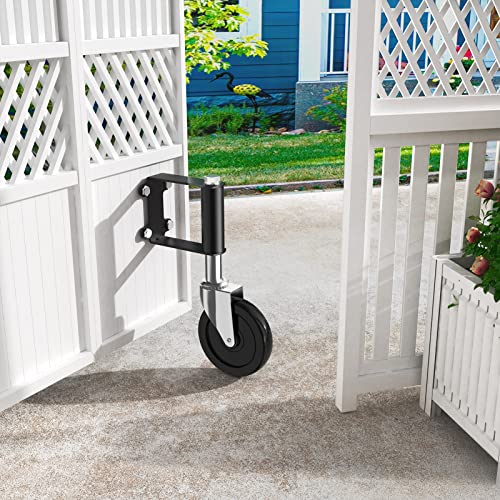 Ronlap Gate Wheels for Wooden Gate, Gate Caster Wheel Spring Loaded for Metal Tube Swing Gate Fence Gate Wheel for Gates Heavy Duty Outdoor Farm Vinyl Gate Rollers, 220 Lbs, Upgraded 4 Inches, Black - Image 2