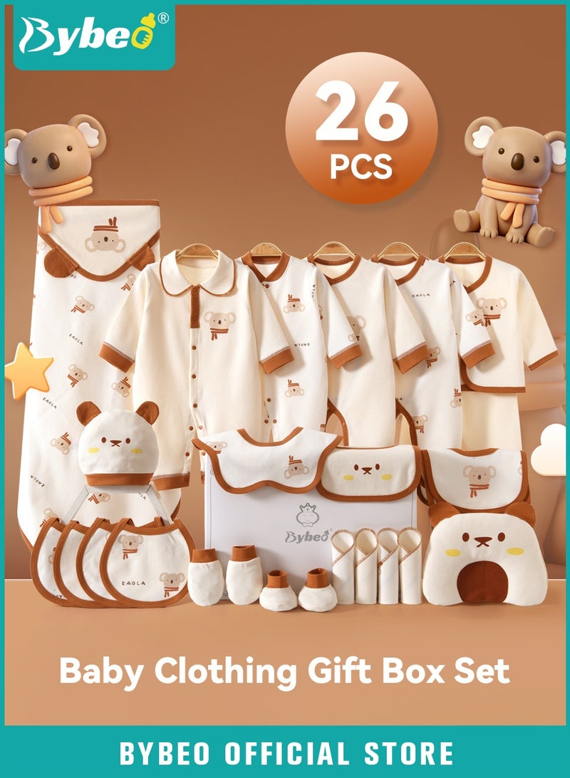 Bybeo 26PCS Newborn Baby Gifts Set, Newborn Layette Gift Set, Baby Clothes Accessories Set for Boys and Girls, Premium Cotton, Perfect Gift Box for Spring Summer Autumn Winter Four Seasons - Image 1