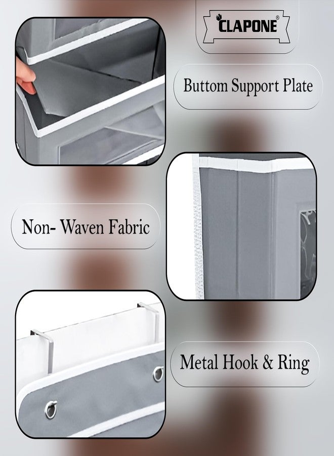CLAPONE Over the Door Organizer/Large Pockets – Anti-Tilt Hanging Storage for Bedroom/Closet Door Storage/Bathroom/Pantry/Nursery/Bedroom (Grey, 5 Shelf Hanging Door) - Image 4