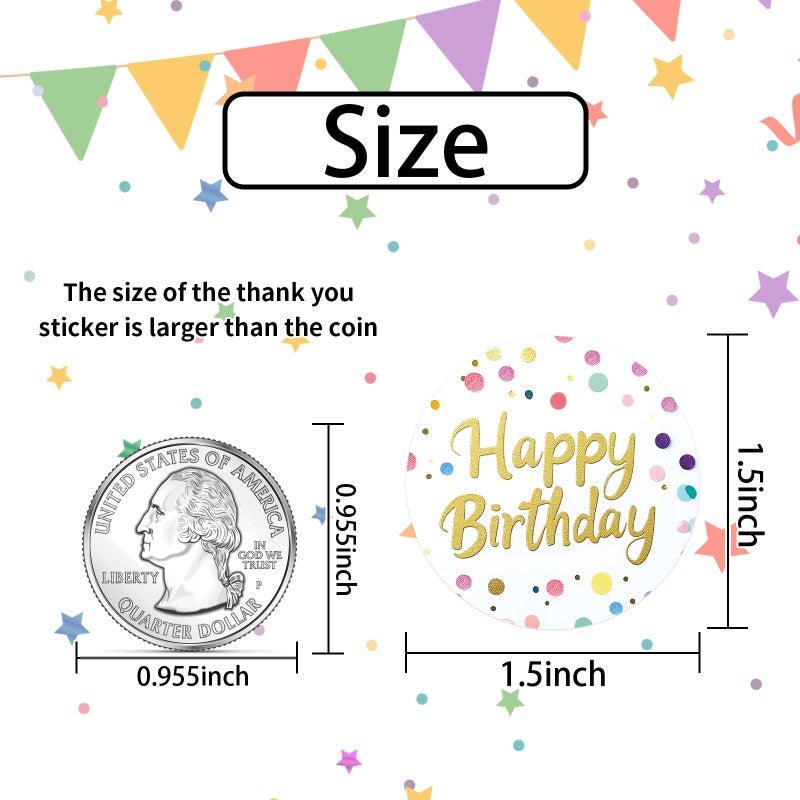 Heyfibro 500 PCS 1.5 Inch Happy Birthday Sticker for Party, Gift Packing, Envelope Sealing, Baby Shower(Text) - Image 2