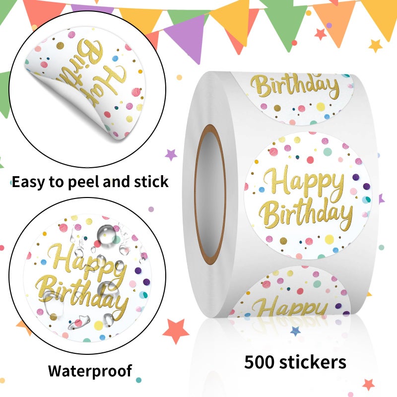Heyfibro 500 PCS 1.5 Inch Happy Birthday Sticker for Party, Gift Packing, Envelope Sealing, Baby Shower(Text) - Image 3