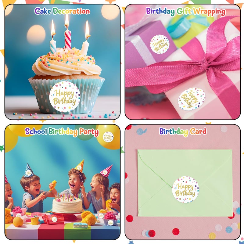 Heyfibro 500 PCS 1.5 Inch Happy Birthday Sticker for Party, Gift Packing, Envelope Sealing, Baby Shower(Text) - Image 4