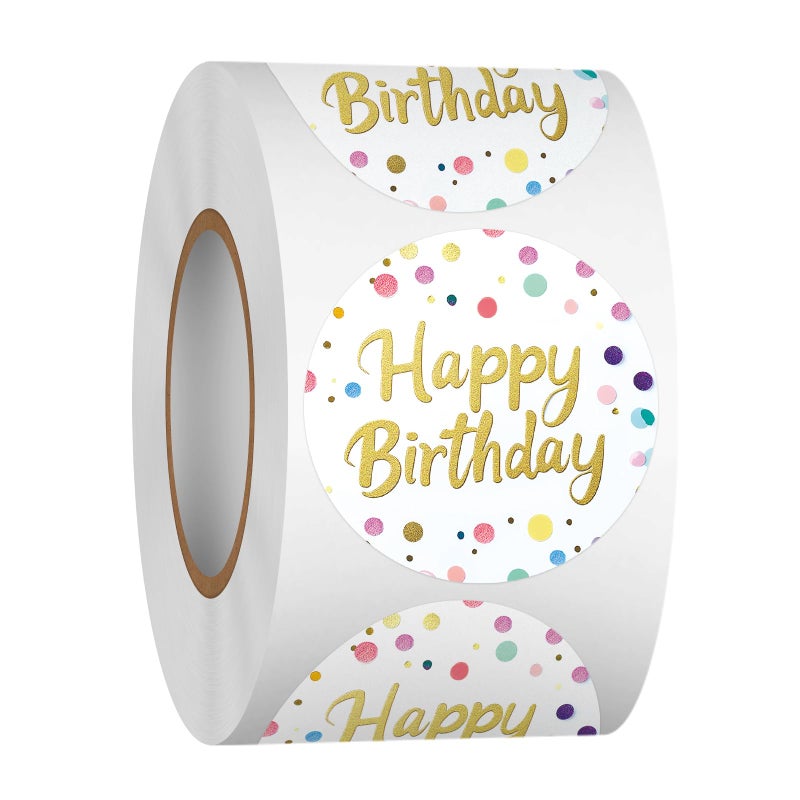 Heyfibro 500 PCS 1.5 Inch Happy Birthday Sticker for Party, Gift Packing, Envelope Sealing, Baby Shower(Text) - Image 1