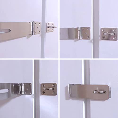yuntop 2Pcs Stainless Steel Gate Lock Hasp, Safety Packlock Clasp Lock Set - Door Locks for Doors, Cabinets, Closets and More (4inch-Silver) - Image 4
