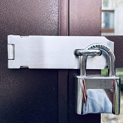 yuntop 2Pcs Stainless Steel Gate Lock Hasp, Safety Packlock Clasp Lock Set - Door Locks for Doors, Cabinets, Closets and More (4inch-Silver) - Image 5