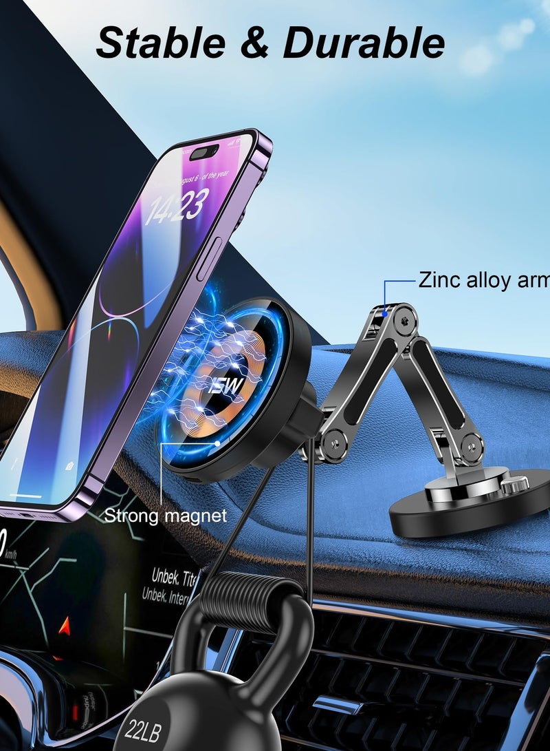 كابتن تيك MagSafe Car Mount Charger 360° Adjustable Magnetic Wireless Charger Air Vent Phone Holder Compatible with iPhone 15 14 13 12 Series - Image 4