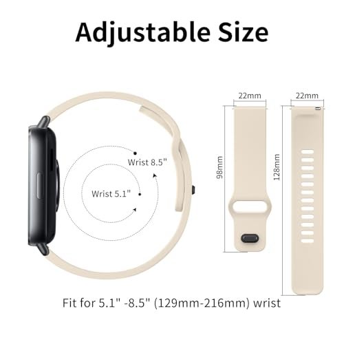 Tobfit Solicone Strap Compatible with Redmi Watch 5 Active, Sport Waterproof Replacement Strap for Redmi Watch 5 Lite/Active band,Ivory - Image 4