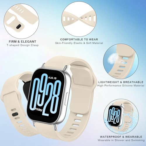 Tobfit Solicone Strap Compatible with Redmi Watch 5 Active, Sport Waterproof Replacement Strap for Redmi Watch 5 Lite/Active band,Ivory - Image 3