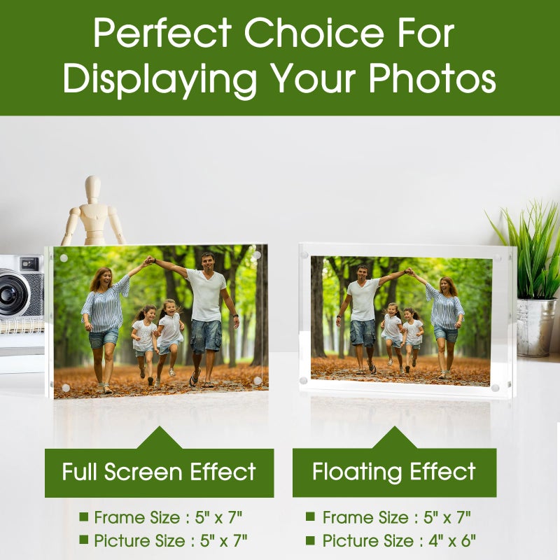 Syntrific Syntrific 5x7 Acrylic Photo Frame 5Pack Premium Acrylic Photo Frame Magnetic Picture Frames Clear - Image 3