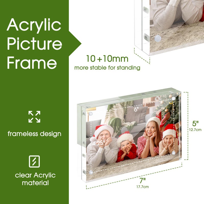 Syntrific Syntrific 5x7 Acrylic Photo Frame 5Pack Premium Acrylic Photo Frame Magnetic Picture Frames Clear - Image 2