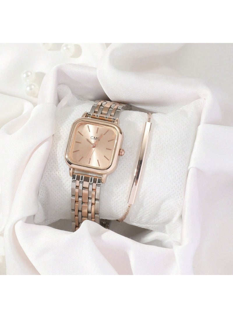2-Piece Women’s Quartz Watch Set With Minimal Stainless Steel Design - Image 3