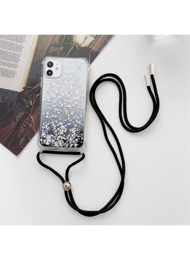 erorex Case For iPhone 12 Pro Max Gradient Glitter Powder Epoxy TPU Thickened Acrylic Shockproof Case with Round Neck Lanyard - Image 1