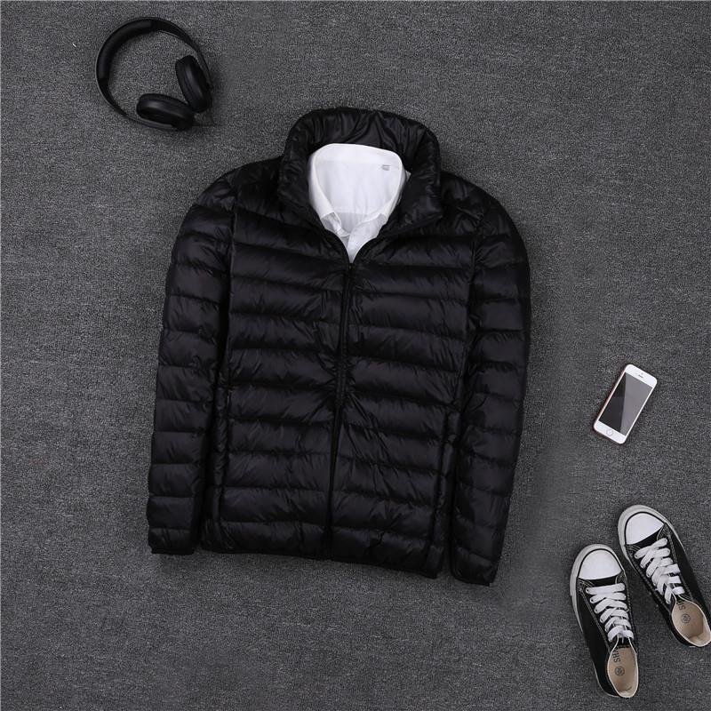 Mens Lightweight Quilted Down Jacket Clearance Black stand collar 
