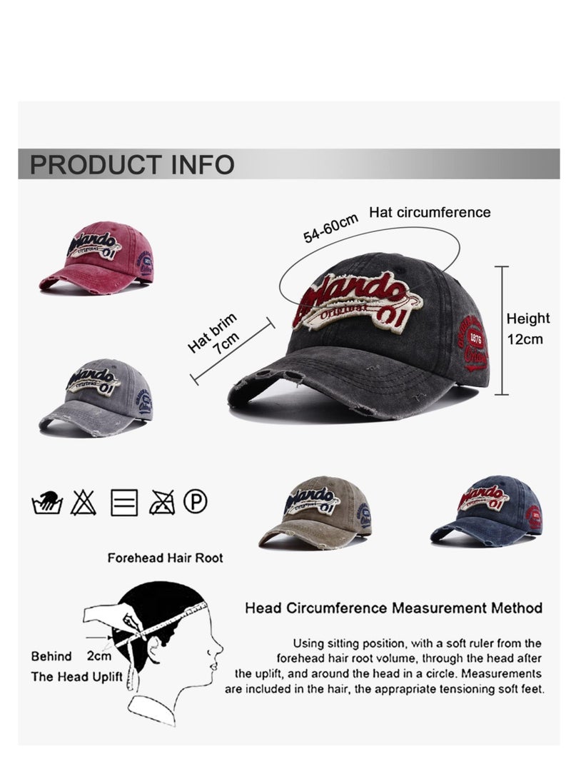 SYOSI Baseball Cap, Vintage Baseball Trucker Hat, Cotton Embroidered Cap, Unisex Outdoor Adjustable Sports Cap(Grey) - Image 3