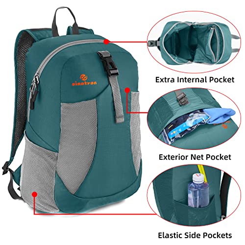 sinotron 22L Lightweight Packable Hiking Backpack, Small Hiking Backpack Day Pack for Women Men Travel Camping Vacation, Dark Green - Image 3