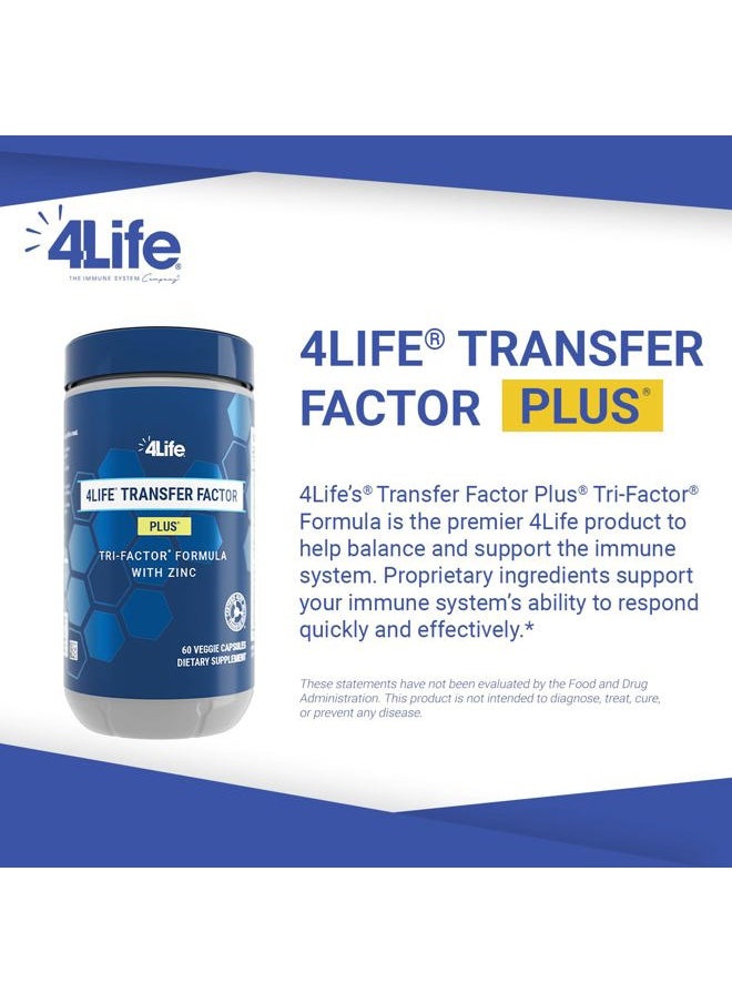 4life - Transfer Factor Plus - Support with Zinc, Super Mushroom Blend (Maitake, Shiitake, Agaricus), and Colostrum & Egg Yolk Extracts - 60 Capsules - Image 1
