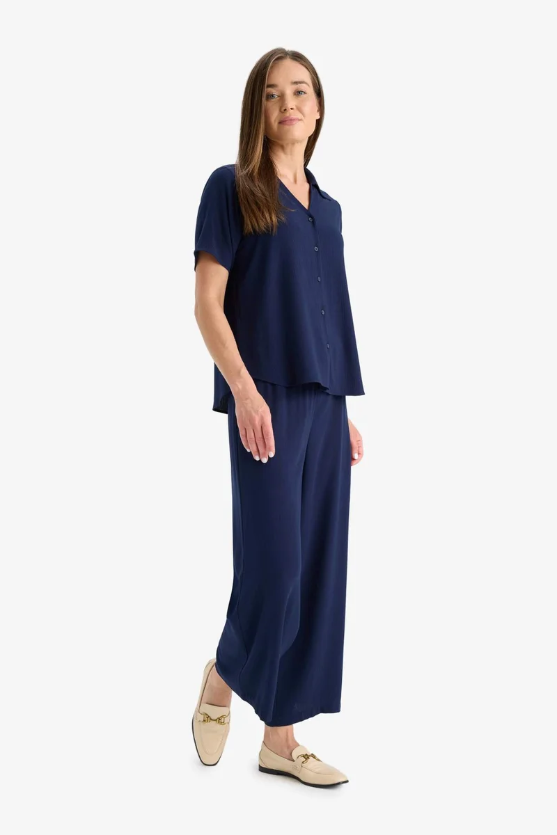 DeFacto Culotte Wide Leg Crinkle Viscose Capri Pants