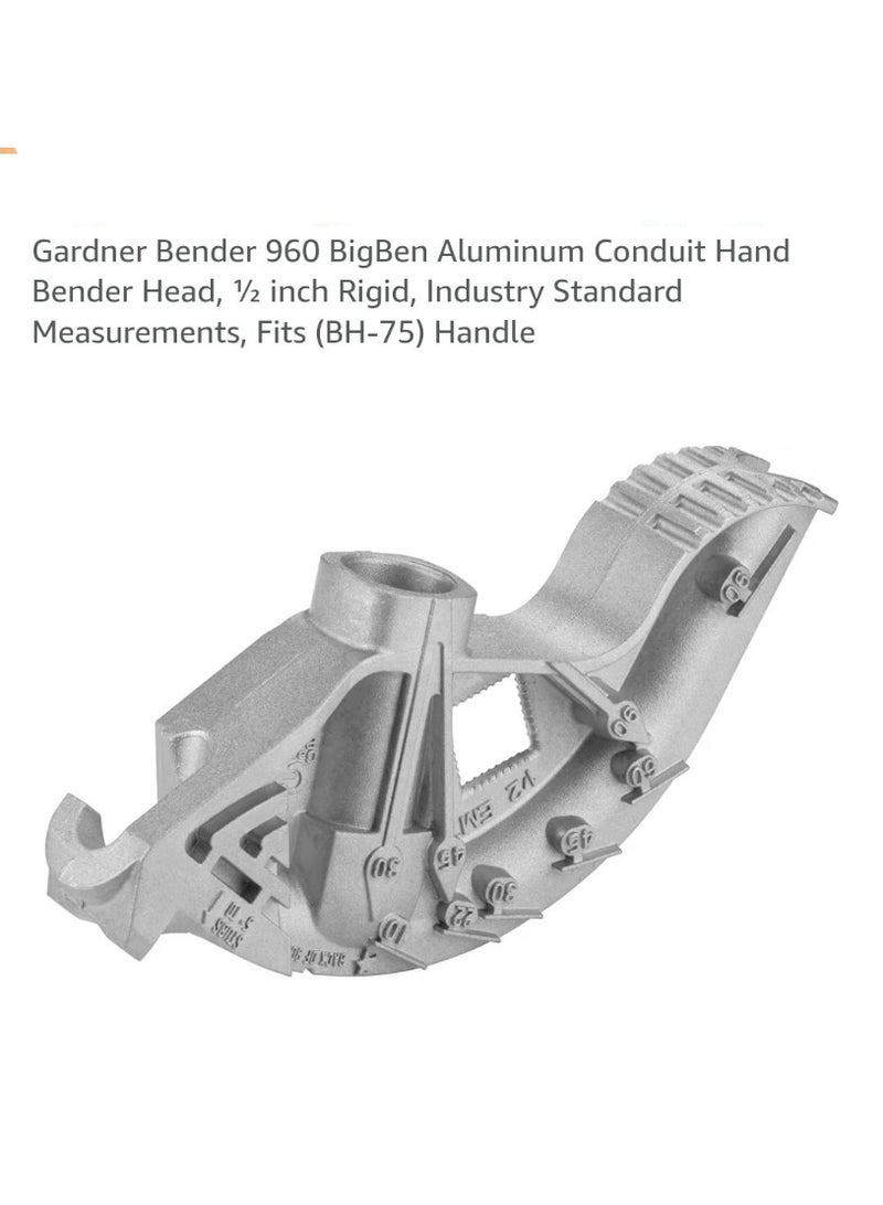 أداة ثني أنابيب الألمنيوم Gardner Bender 960 BigBen، رأس ثني نصف بوصة، أداة ثني أنابيب EMT صلبة، متوافقة مع مقبض BH75