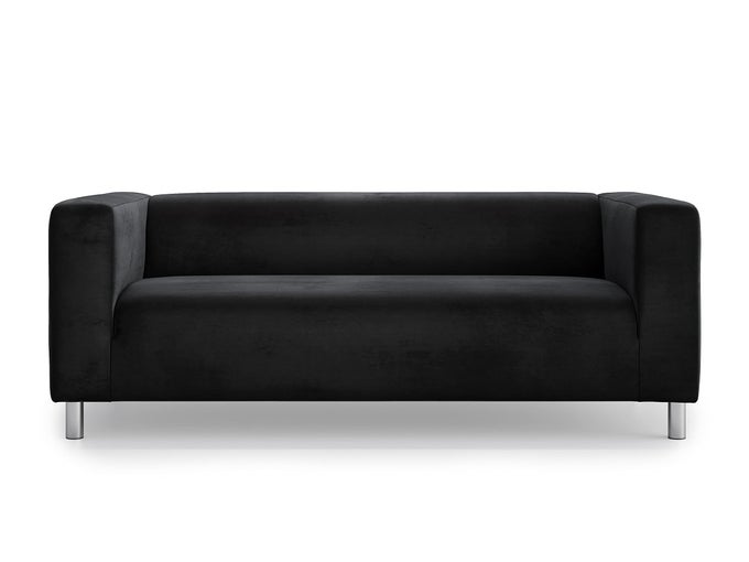 SNUG FIT CLASSIC VELVET KLIPPAN LOVESEAT SLIPCOVER FOR THE IKEA 2 SEATER KLIPPAN LOVESEAT SOFA COVER REPLACEMENT BLACK VELVET