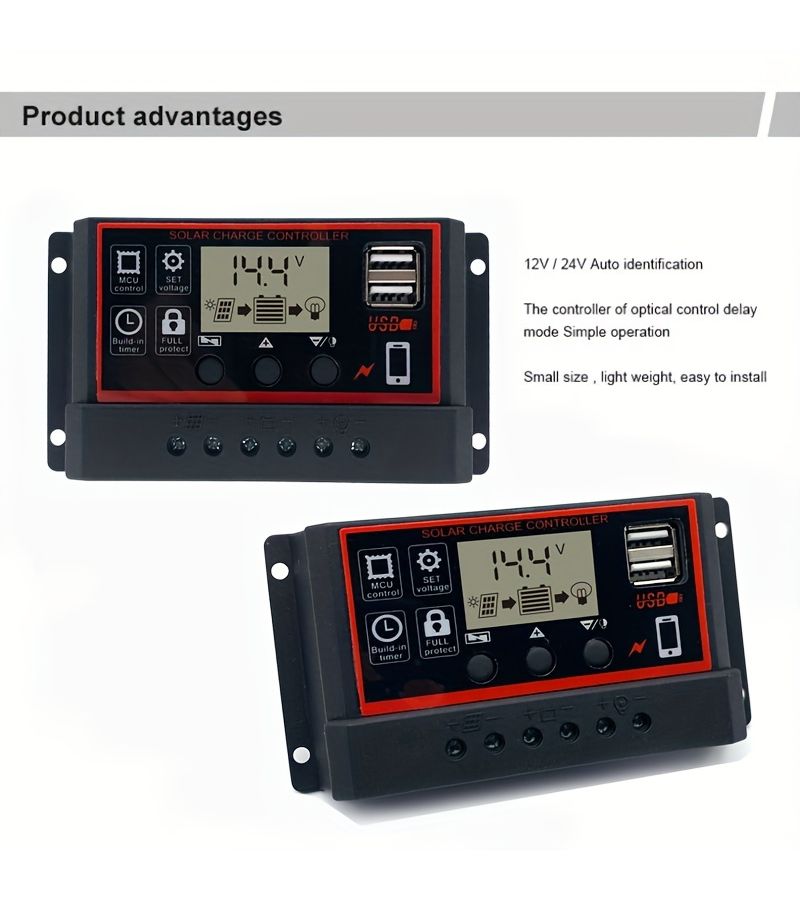 100A 12V 24V Solar Charge Controller with LCD Display and Dual USB - Image 4
