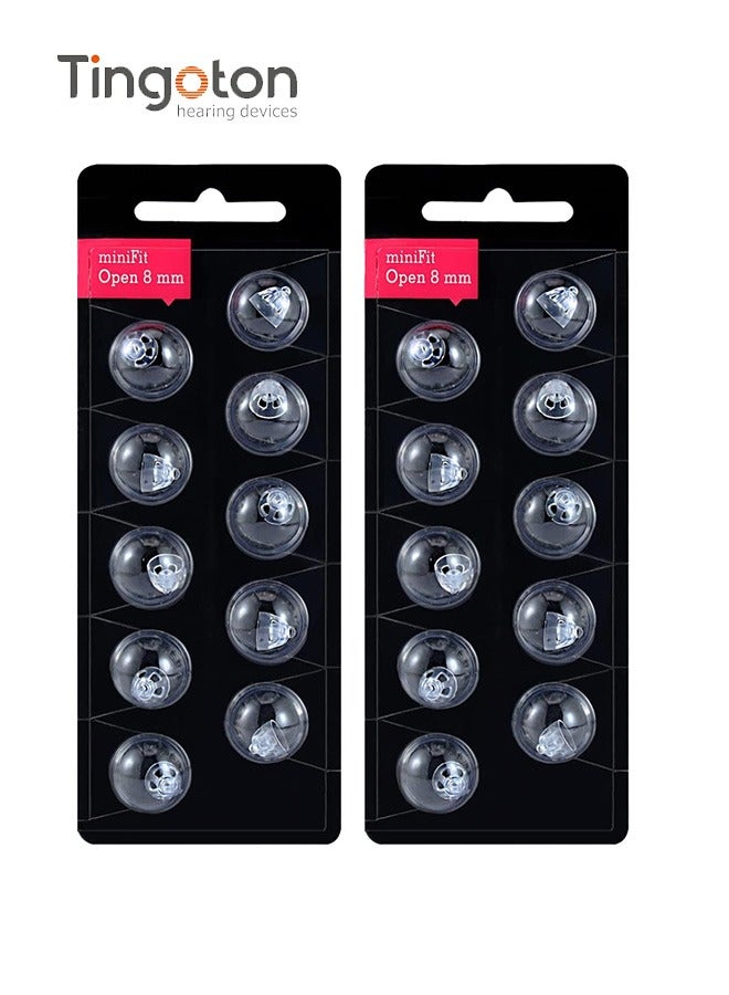 Tingoton Tingoton Hearing Aid Domes for Oticon MiniFit Open Vent Bass Domes: 2 Packs (8mm),Universal Domes for Oticon Hearing Aid Supplies  - Image 1