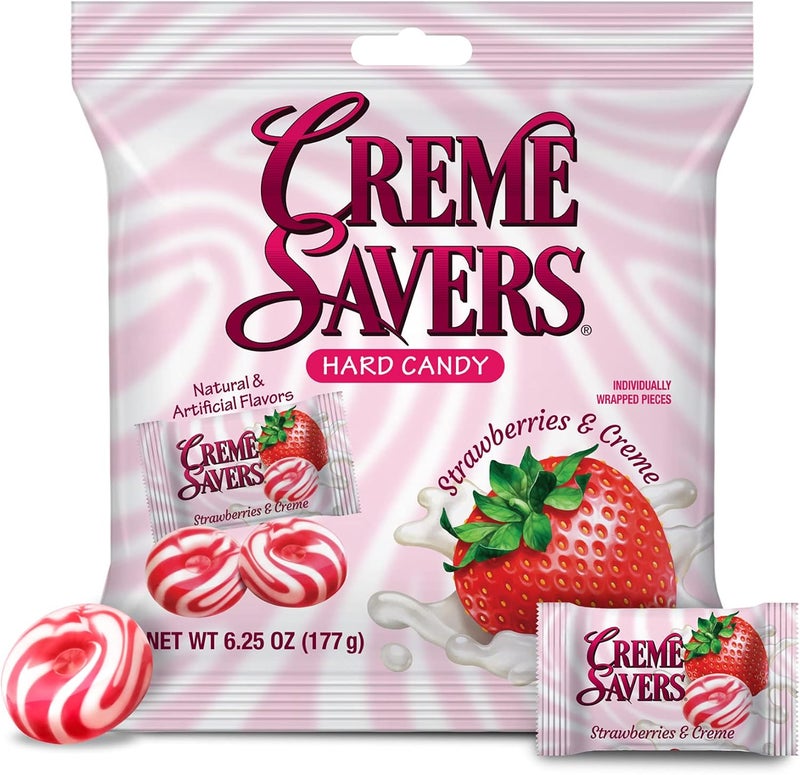 CREME SAVERS حلوى كريم سيفرز بالفراولة والكريمة - كيس 6.25 أونصة من الحلوى المغلفة فردياً - Image 3