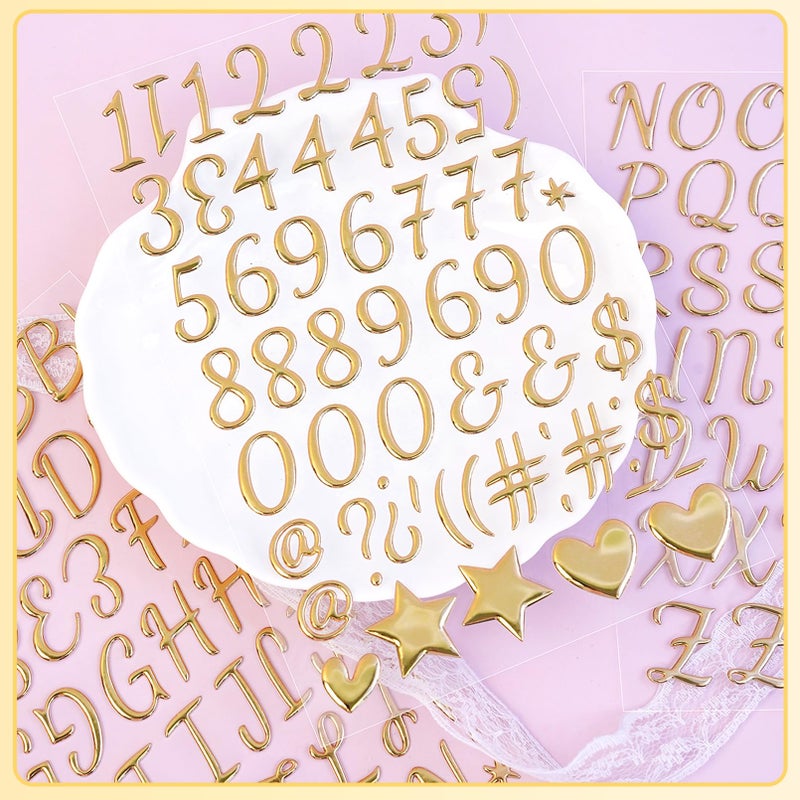 sodknow 6 Sheets Gold 3D Puffy Letter and Number Stickers, 1 Inch Alphabet Aâ€“Z, 0â€“9 & Symbols, Metallic Self-Adhesive for Christmas Stockings, Classroom, Scrapbooking, Planners, Gift Tags - Image 4
