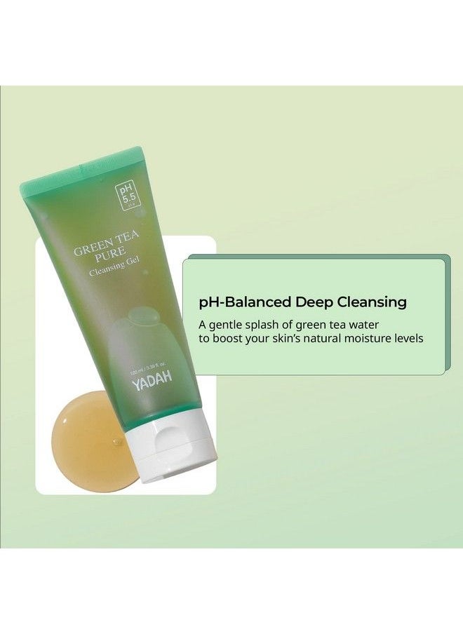 YADAH Green Tea Pure Cleansing Gel 3.4 Fl Oz Ph Balanced Foaming Gel Cleanser Formulated With Natural Ingredients For Double Cleanse With Vegan Formula For Smooth Gentle Face Wash  - Image 3