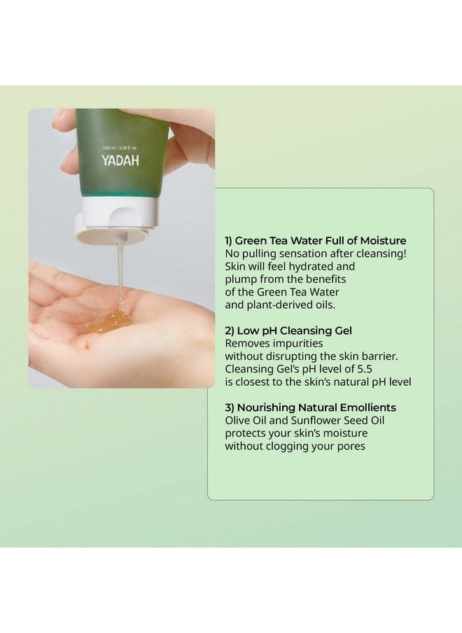 YADAH Green Tea Pure Cleansing Gel 3.4 Fl Oz Ph Balanced Foaming Gel Cleanser Formulated With Natural Ingredients For Double Cleanse With Vegan Formula For Smooth Gentle Face Wash  - Image 4