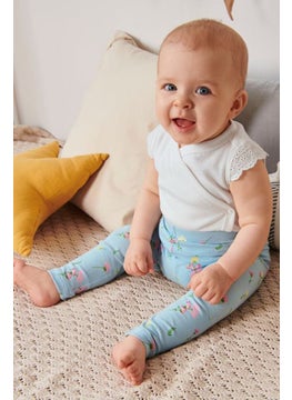 Tchibo Kids Girl 2 Pcs Pull On Leggings, Blue and Beige  - Image 1