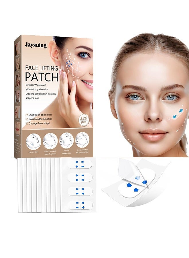 Jaysuing Face Lifting Patch, Invisible Stretchable Facial Tape, for Double Chin Eyes Skin Facial Wrinkles Double Chin 120 Pcs - Image 1