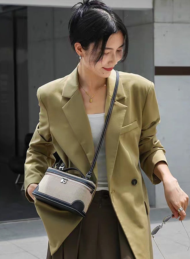 بليه روان حقيبة يد نسائية خفيفة الوزن مع حزام قابل للتعديل، حقيبة كتف جلدية بلون متباين للسيدات - Image 4