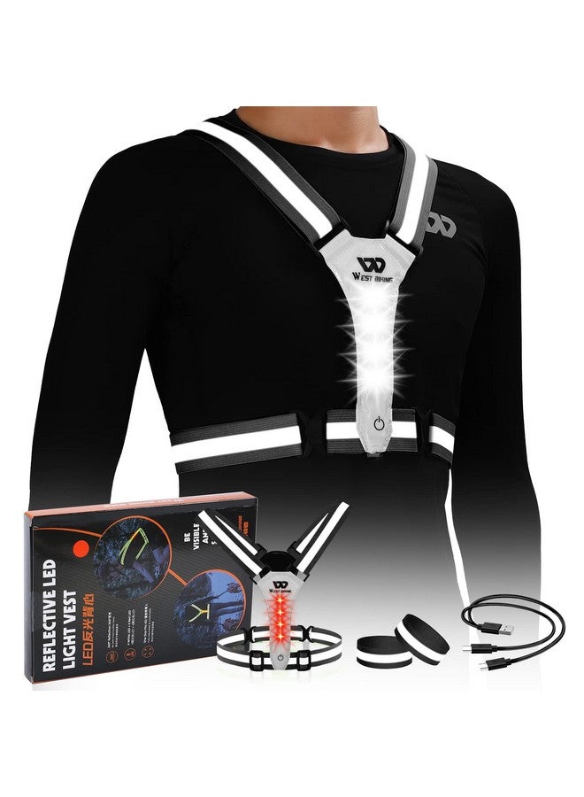 WEST BIKING Running Vest Light Led Running Reflective Gear For Walking At Night High Visibility Night Rechargeable Light Up Running Vest Adjustable Running Lights For Runners (Black) - Image 2