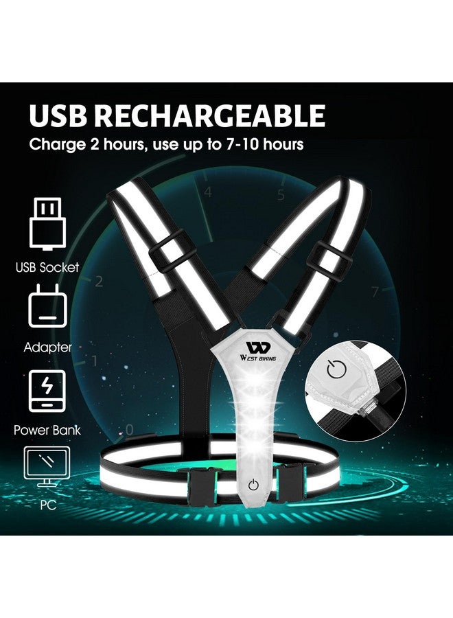 WEST BIKING Running Vest Light Led Running Reflective Gear For Walking At Night High Visibility Night Rechargeable Light Up Running Vest Adjustable Running Lights For Runners (Black) - Image 5