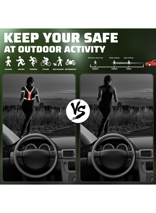 WEST BIKING Running Vest Light Led Running Reflective Gear For Walking At Night High Visibility Night Rechargeable Light Up Running Vest Adjustable Running Lights For Runners (Black) - Image 3